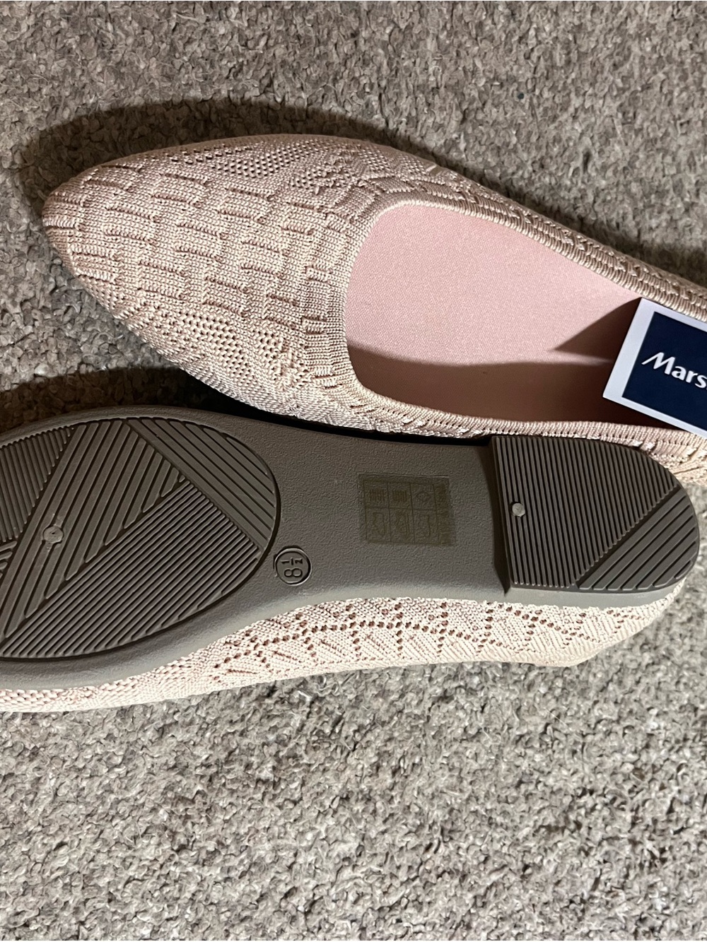 Marshalls Women's Knit Pointed Ballet Flats - Pale Pink - Picture 3 of 4